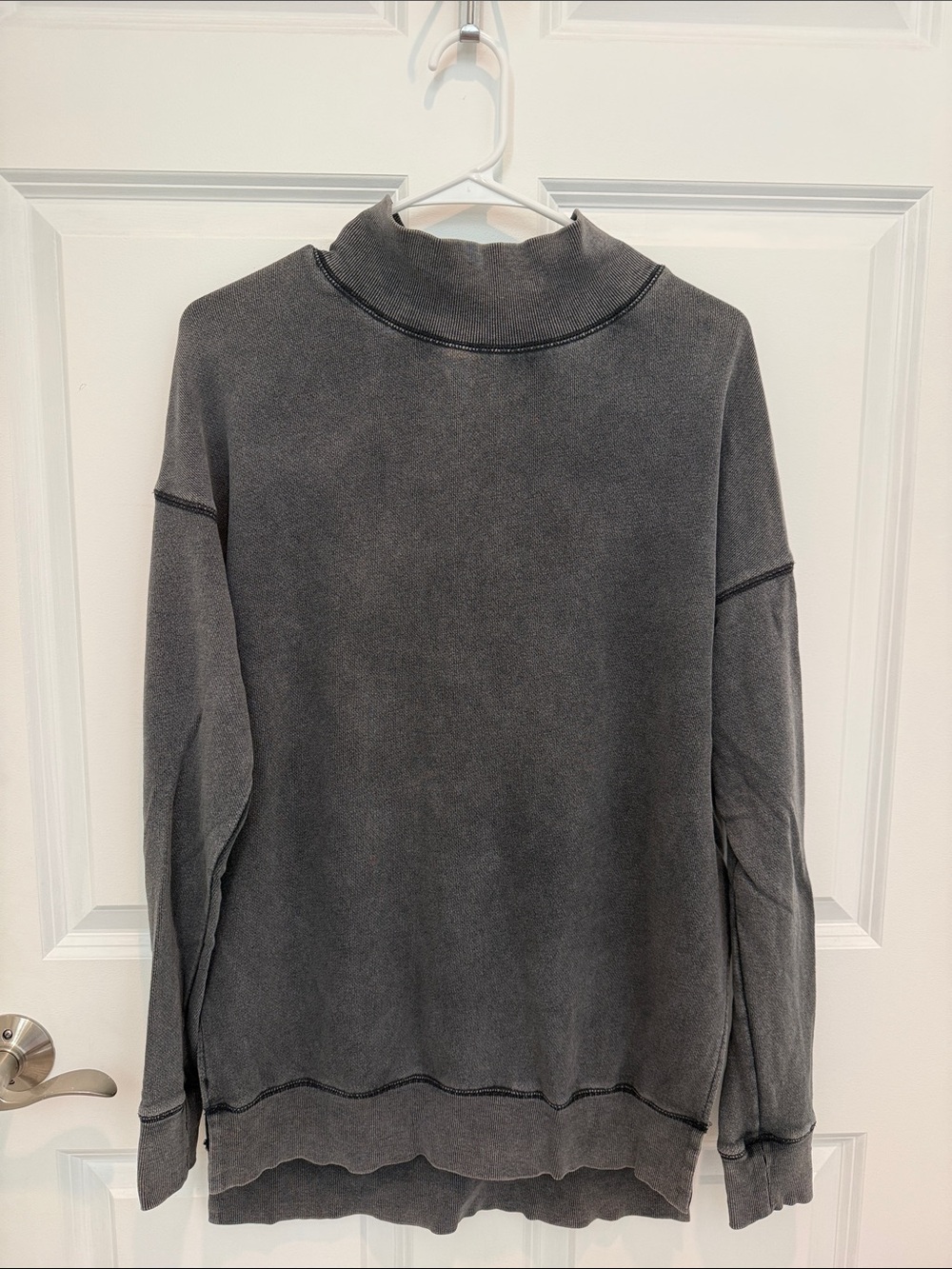 Free People Charcoal Gray Mock Neck Pullover
